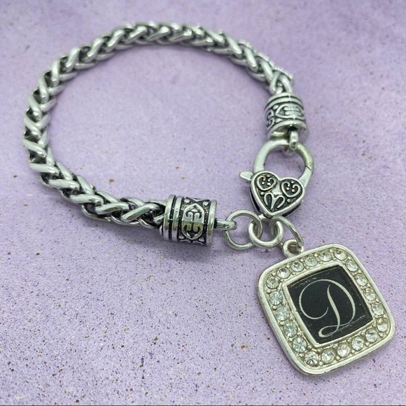 Silvertone Mesh Initial Bracelet - Picture 1 of 7